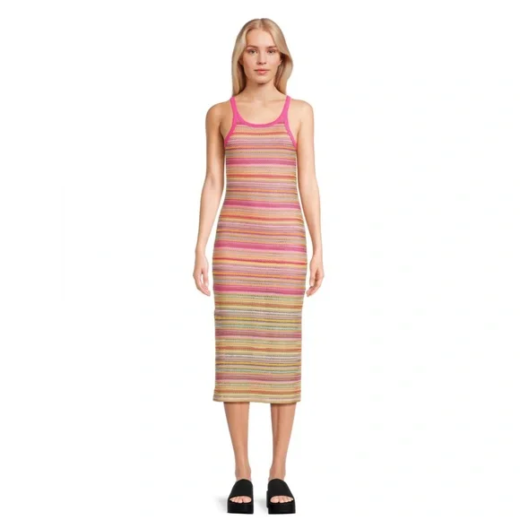 No Boundaries Stripe Tank Dress Pink Multi Color. Size S - Picture 14 of 15
